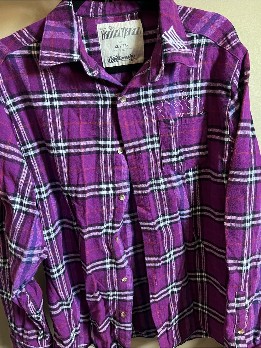 Cakeworthy x Haunted Mansion Purple Plaid Flannel Shirt - XL